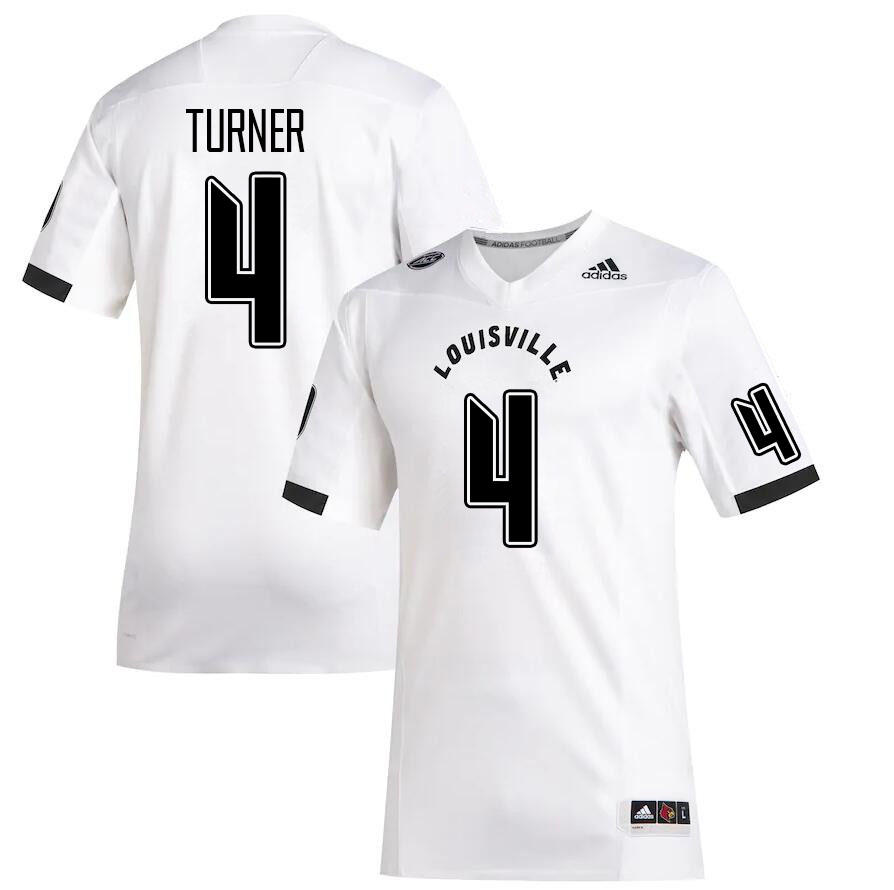 Men #4 Maurice Turner Louisville Cardinals College Football Jerseys Stitched Sale-White